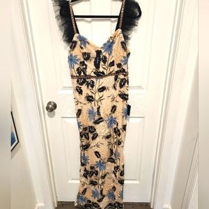 Show Stopper Cream Embroidered Sequin Bodycon Maxi Dress